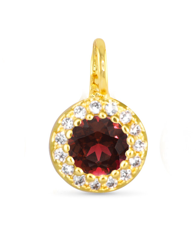 Amanda Blu Red CZ Halo Necklace Charm - Gold