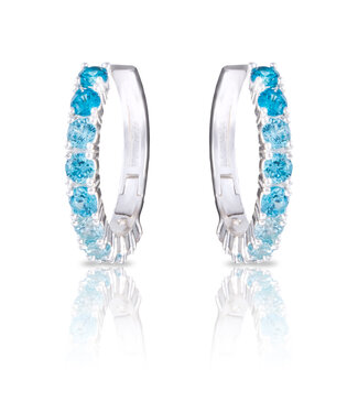 Amanda Blu Silver Aqua Ombre CZ Huggie Earrings - Silver