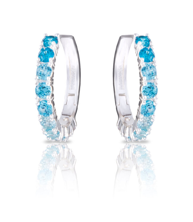 Amanda Blu Silver Aqua Ombre CZ Huggie Earrings - Silver