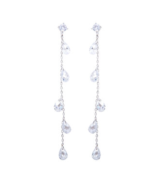 Amanda Blu Crystal Teardrop Long Earrings - Silver