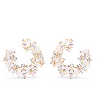 Amanda Blu Opaque and Clear CZ Open Circle Earrings -  Gold