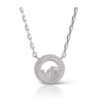 Amanda Blu Open Ring Loose CZ Necklace Silver