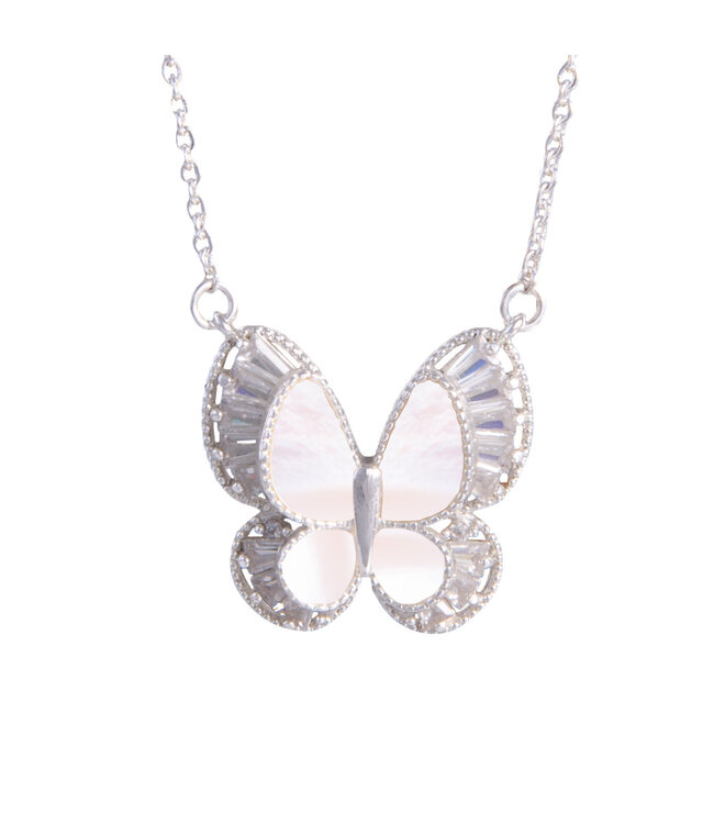 Amanda Blu Silver MOP Fancy Butterfly Necklace