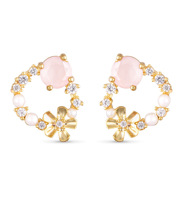 Amanda Blu Floral Flat Hoop Earring - Gold