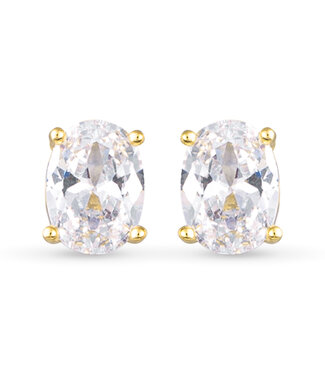 Amanda Blu CZ Oval Stud Earrings Gold