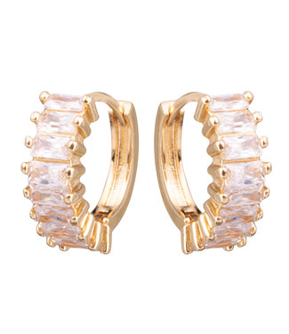 Amanda Blu Baguette CZ Huggie Earrings Gold