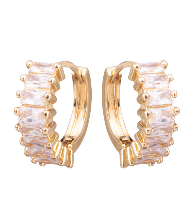 Amanda Blu Baguette CZ Huggie Earrings Gold