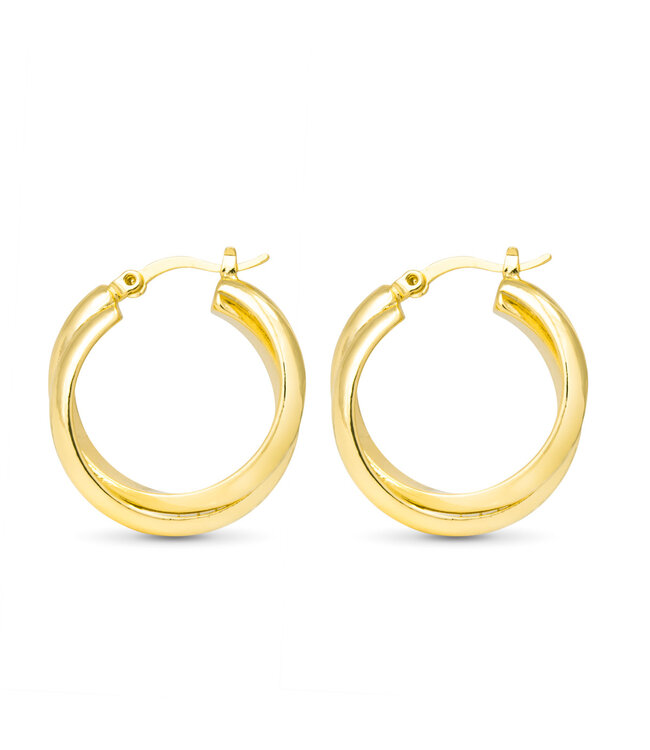 Amanda Blu Diana Polished Simple Twist Hoop Gold