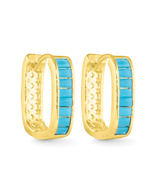 Amanda Blu Gold Turquoise Rectangle Hoop Earring