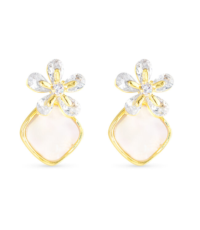 Amanda Blu MOP CZ Gold Earring
