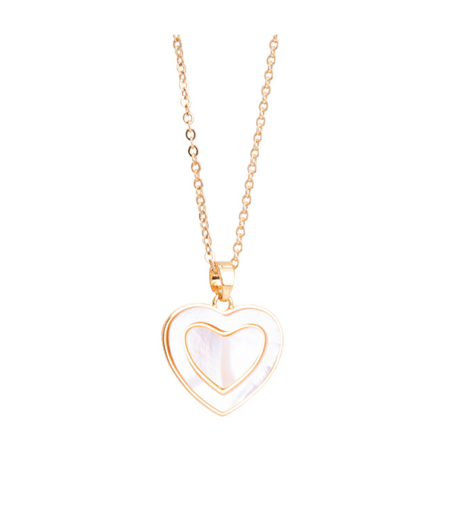Amanda Blu Mother of Pearl Filled Heart Necklace - Gold