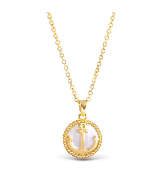 Amanda Blu Mother of Pearl Anchor Pendant Necklace -  Gold
