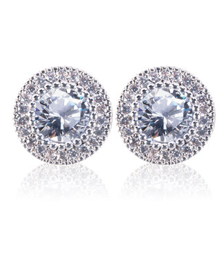Amanda Blu Ice Blu Round Halo Stud Earrings - Silver