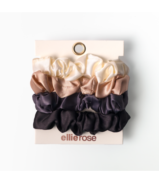 Ellie Rose Satin Scrunchies 4 Pack Neutrals