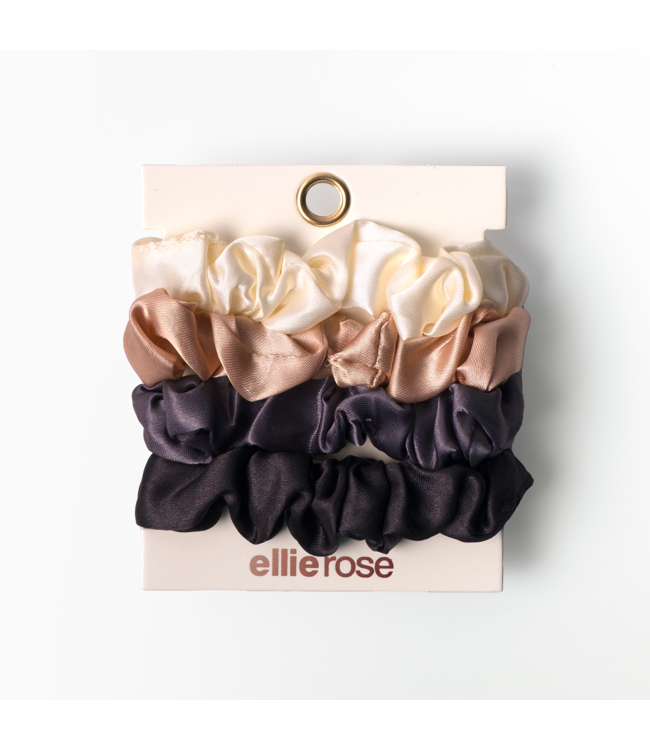 Ellie Rose Satin Scrunchies 4 Pack Neutrals