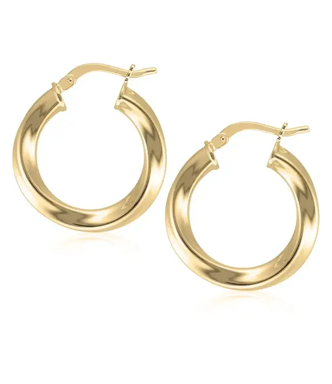 Bronzoro 30mm Twisted Round Hoop Earrings Gold
