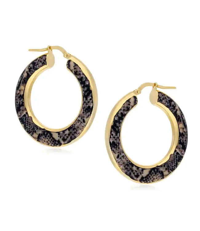 Bronzoro Graduated Enamel Hoop Earrings