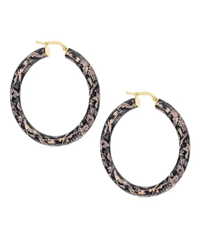 Bronzoro Large Leopard Enameled Hoop