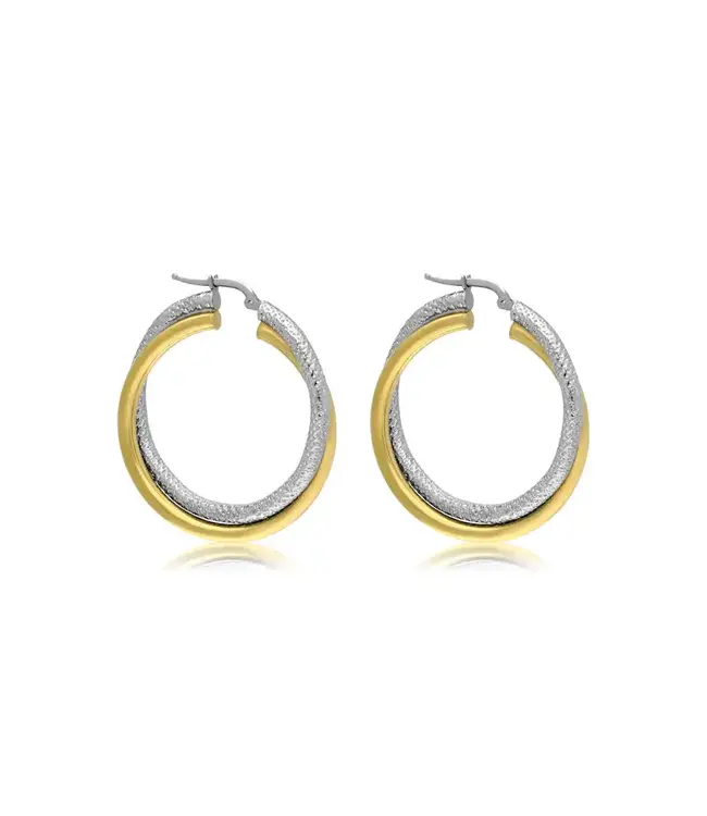 Bronzoro Two Tone Double Hoop