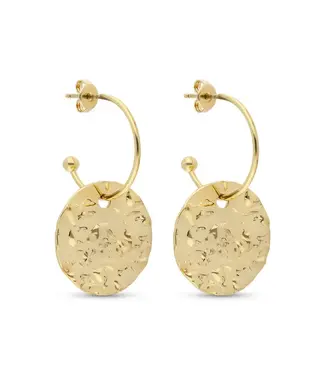 Bronzoro Hammered Disc Hoop Stud