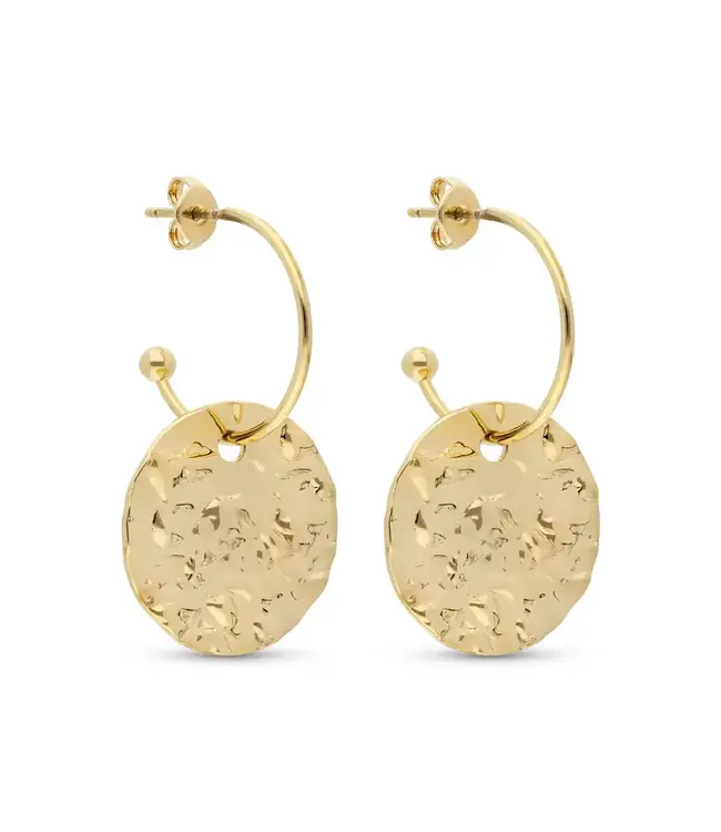 Bronzoro Hammered Disc Hoop Stud