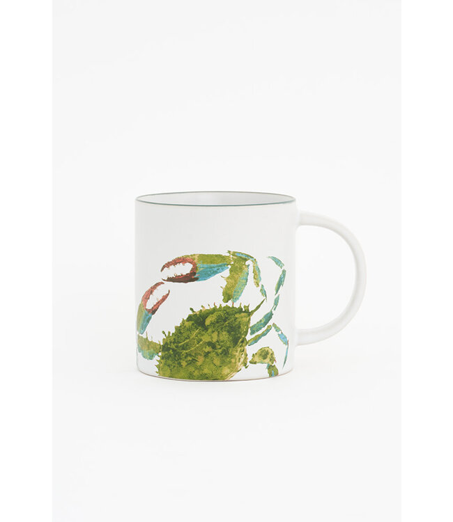 Batela USA Inc Crab Mug WhiteGreen Ceramic 3.5