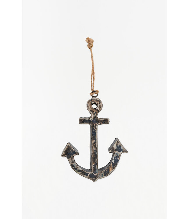 Batela USA Inc Recycled Metal Anchor Ornament Navy 3.9x5.9