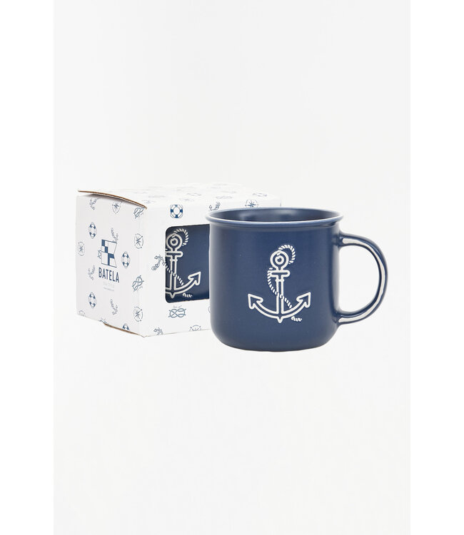Batela USA Inc Anchor Mug-Boxed Stoneware Navy-Cream 3.8x3.5
