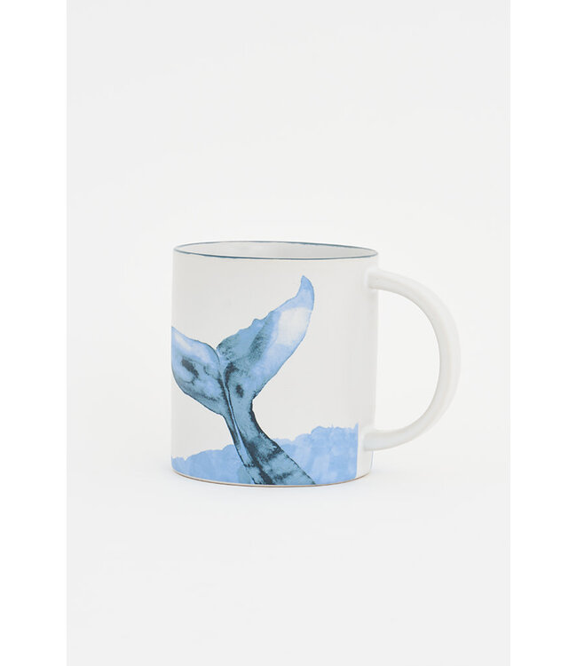 Batela USA Inc Whale Tail Mug WhiteBlue Ceramic 3.2x3.5