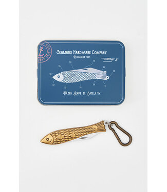 Batela USA Inc Fish-Shaped Knife With Textured Metal Handle Brass