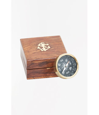 Batela USA Inc Compass With Black Face & Inlaid Wooden Box