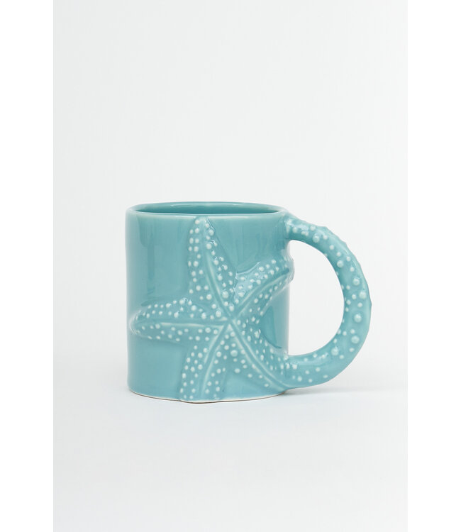 Batela USA Inc Starfish In Relief Mug Ceramic Aqua 3.5x3.9