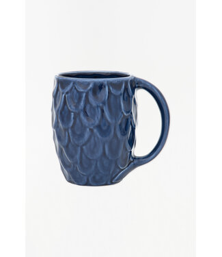 Batela USA Inc Mug w Fish Scales Ceramic Navy 4.5