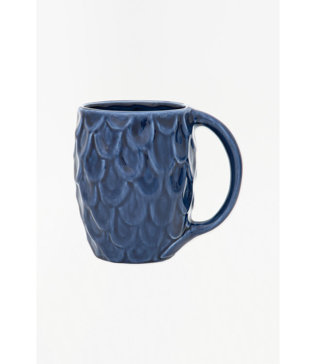 Batela USA Inc Mug w Fish Scales Ceramic Navy 4.5