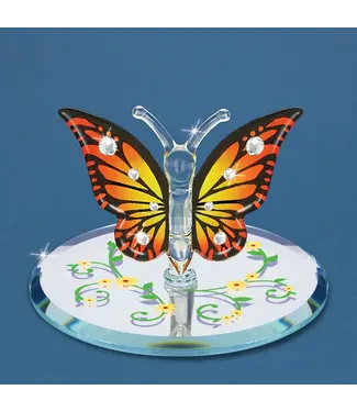 Glass Baron Butterfly Monarch With Crystal