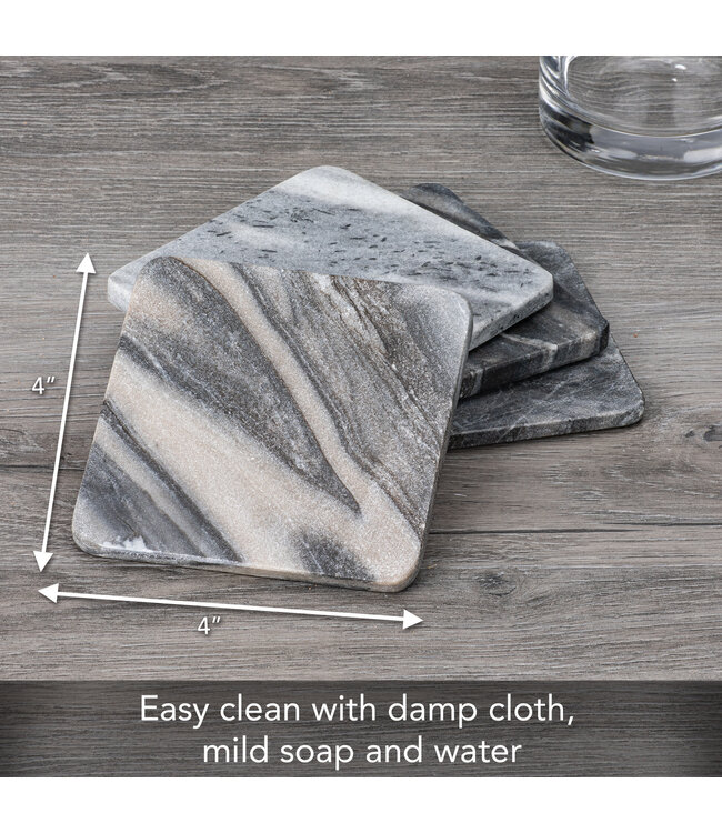 Highland Home Square Black Marble Coasters Set Of 4