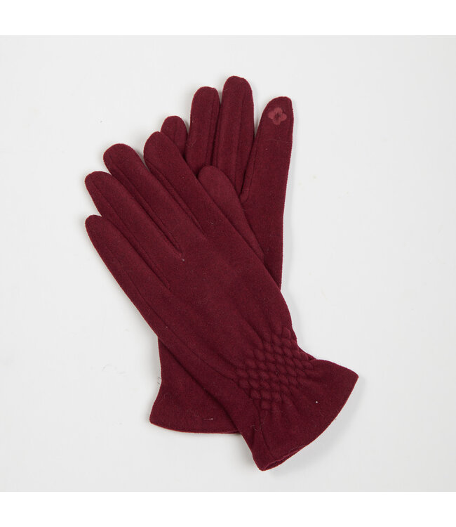 Howards Fishtail Faux Suede Gloves Cranberry One Size