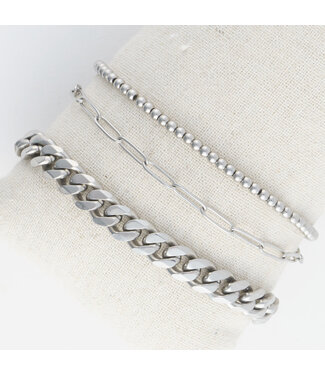 Howards Narelle Waterproof Curb Chain Bracelet Set Silver