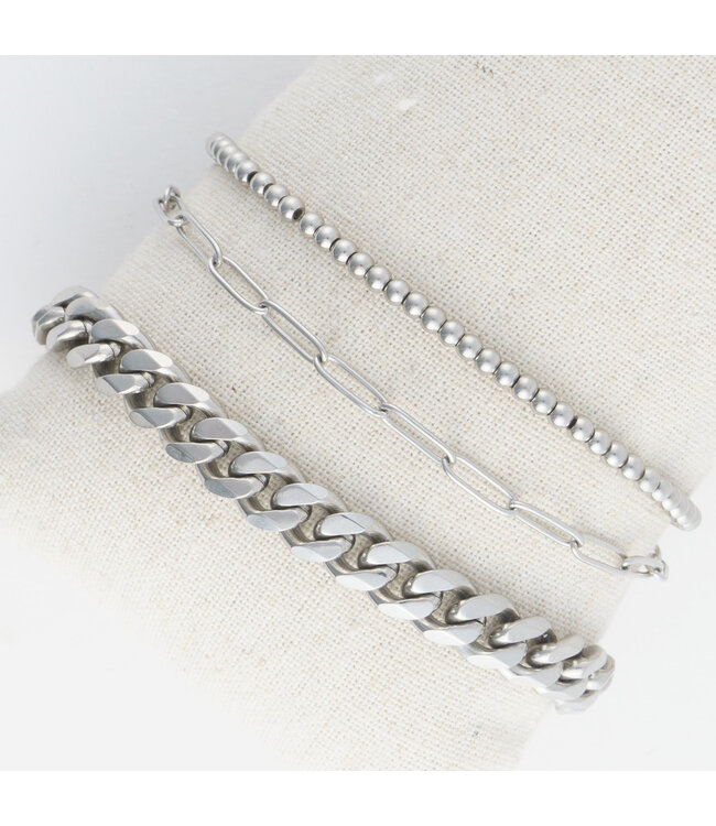 Howards Narelle Waterproof Curb Chain Bracelet Set Silver
