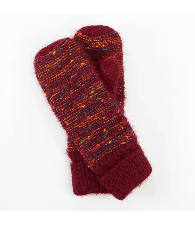 Howards Knit Flecked Mittens Cranberry One Size