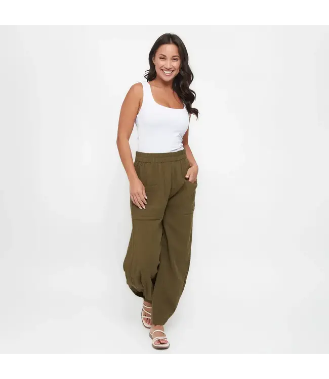 Howards Cotton Gauze Pants With Pleat Hem