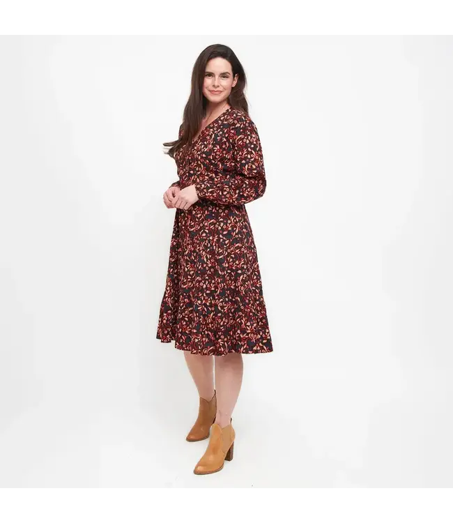 Howards Tiered Long Sleeve Dress With Buttons