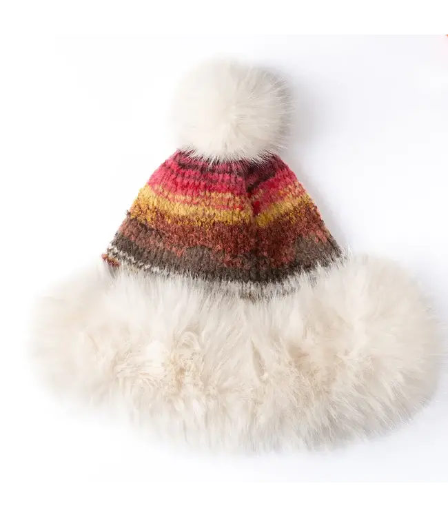 Howards Thea Fur Pom Beanie Multi Berry One