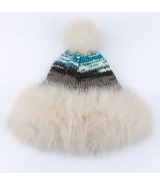 Howards Thea Fur Pom Beanie Multi Turquoise
