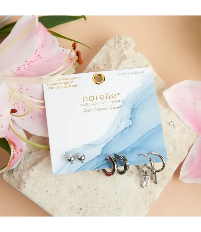 Howards Narelle Waterproof Charm Hoop Earring Trio