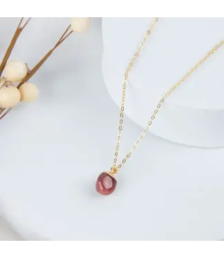 Howards Harlowe 18k Gold Genuine Garnet Pendant Necklace 16"