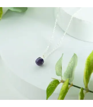 Howards Harlowe Sterling Silver Genuine Amethyst Pendant Necklace 16"