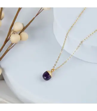 Howards Harlowe 18k Gold Genuine Amethyst Pendant Necklace 16"