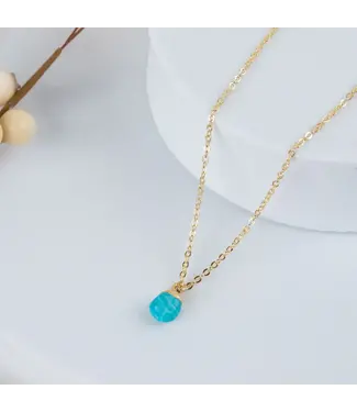 Howards Harlowe 18k Gold Genuine Turquoise Pendant Necklace 16"