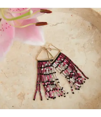 Howards Irie Beaded Rectangle Earrings Multi Berry